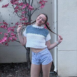 Handmade Crochet Cropped Tee